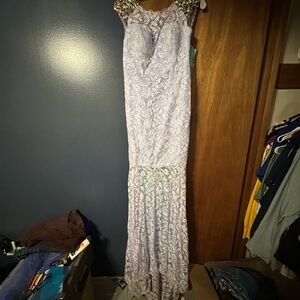 Lace Mermaid Evening Dress in Light Lavender